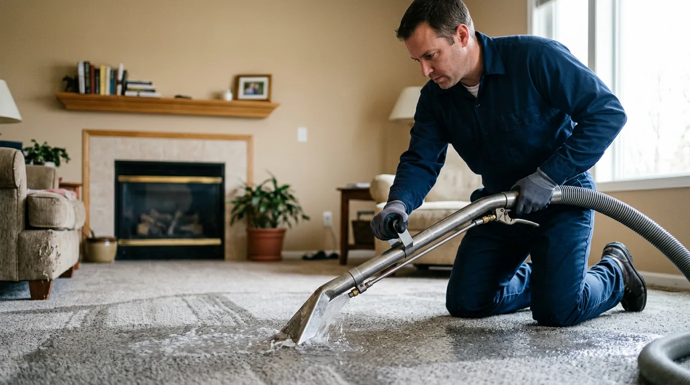 Water damage restoration technician working near Mccamey, TX